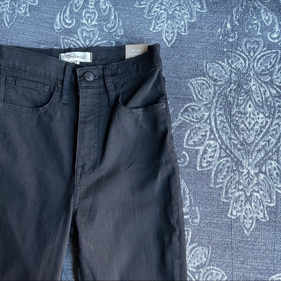 Madewell 11” High Rise Skinny Jeans in Black with Raw Cut Hem Size 24 - Picture 5 of 11